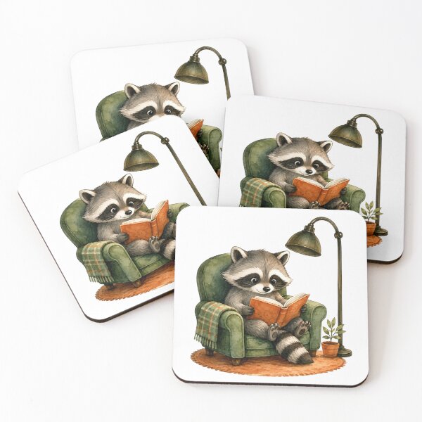 Item preview, Raccoon reading under a lamp designed and sold by Orca-Design.
