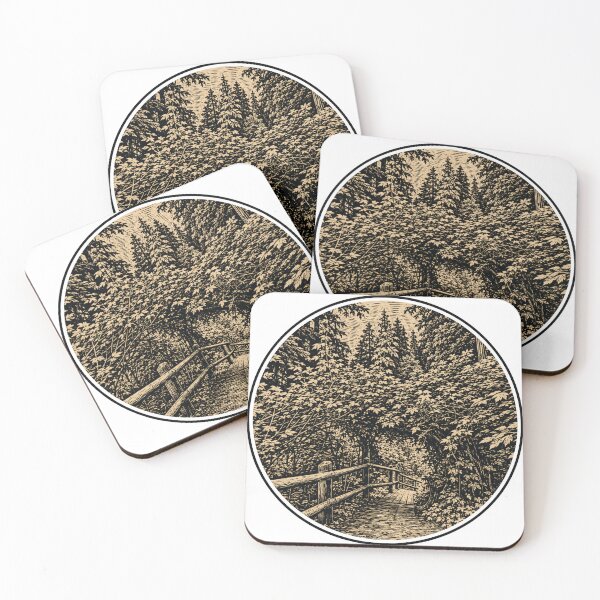 Item preview, Hiking Trail Bridges | Ink Art Nature designed and sold by Linoluca.