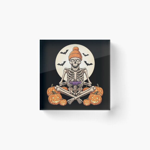 Item preview, Skeleton Meditating with Pumpkins designed and sold by pintartipuduran.