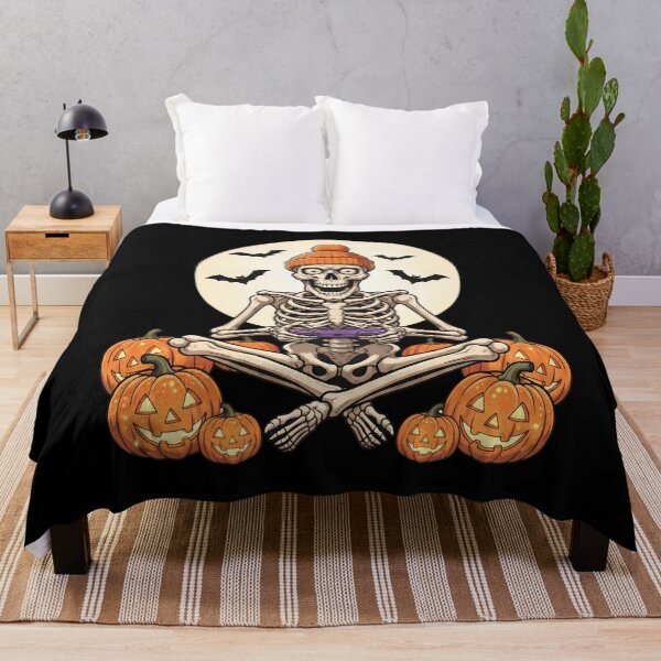 Item preview, Skeleton Meditating with Pumpkins designed and sold by pintartipuduran.