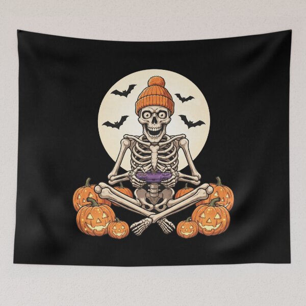 Item preview, Skeleton Meditating with Pumpkins designed and sold by pintartipuduran.