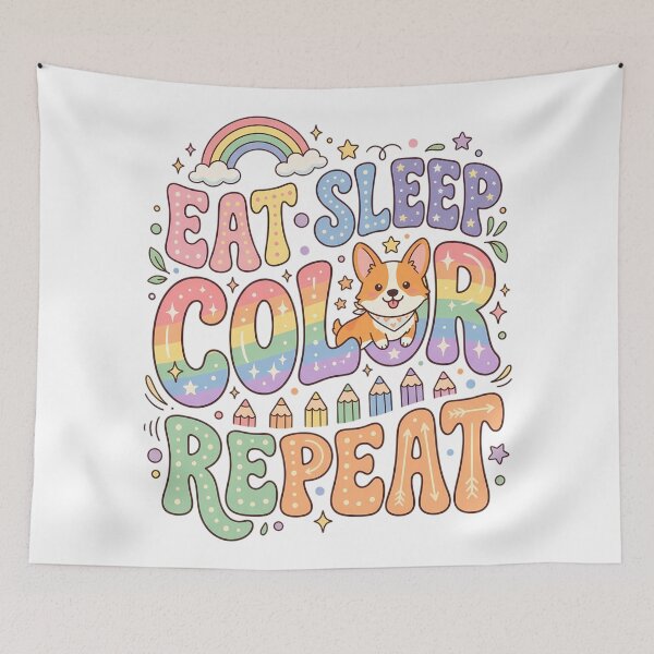 Item preview, Eat Sleep Color Repeat Corgi Gift designed and sold by SHOP-Corner.