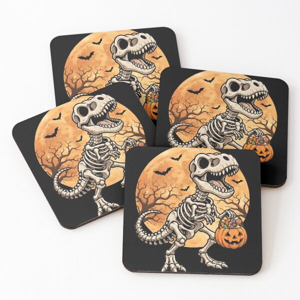 Item preview, Dinosaur Skeleton with Halloween Pumpkin designed and sold by pintartipuduran.