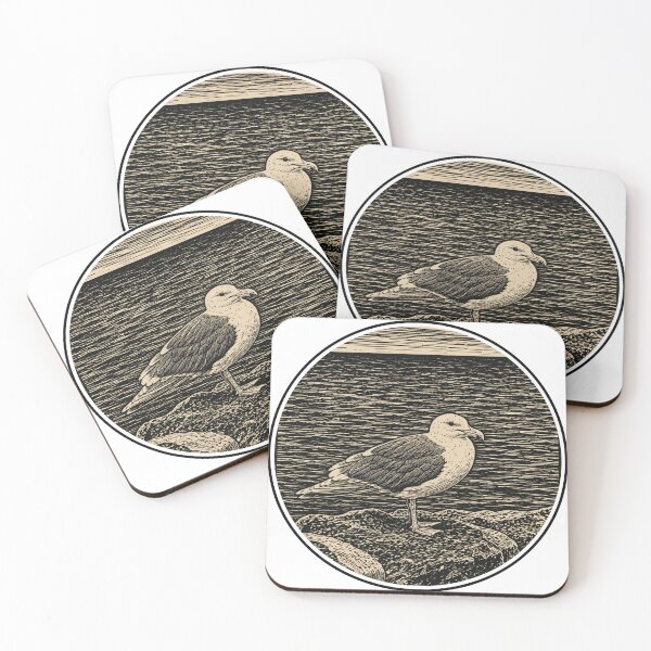 Item preview, Seagull Overlooking the Sea | Coastal Ink Art designed and sold by Linoluca.