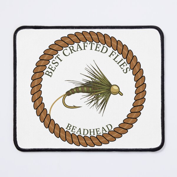 Item preview, Fly tying logo style illustrtion "Best Crafted Flies, Beadhead" nymph. designed and sold by Art-Horizon.
