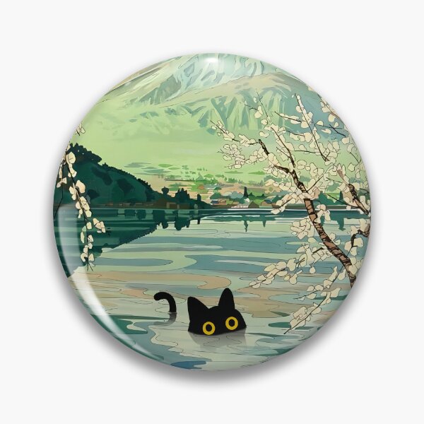 Item preview, Cat with Mt Fuji view from lake Kawaguchi designed and sold by PurrfectHome.