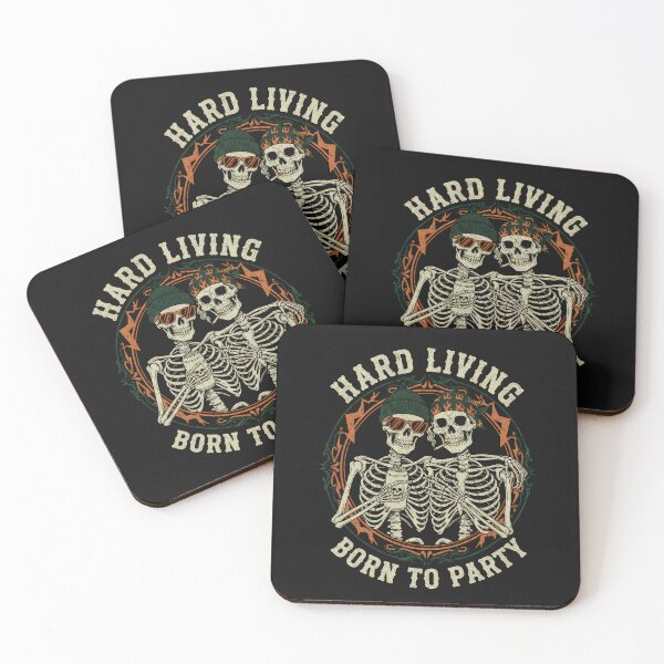 Item preview, Hard Living Born to Party | Vintage Skeleton Bros designed and sold by InkRebelprint.