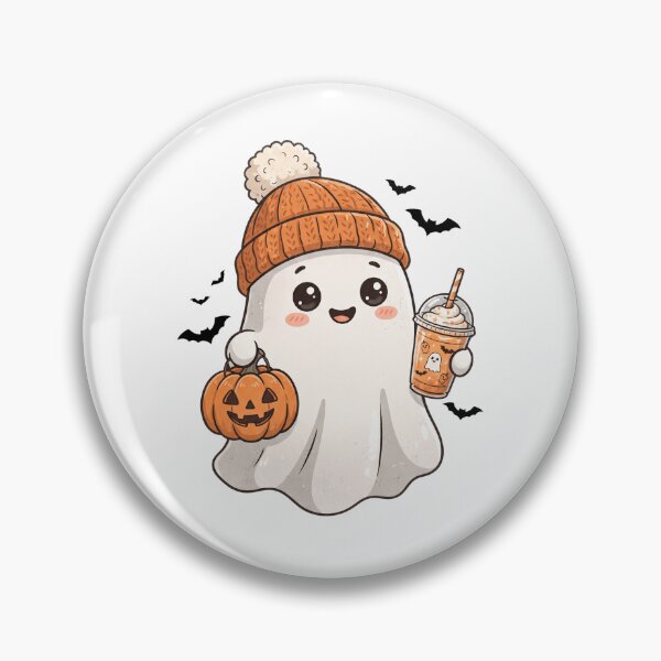 Item preview, Cute Ghost with Pumpkin Latte designed and sold by pintartipuduran.