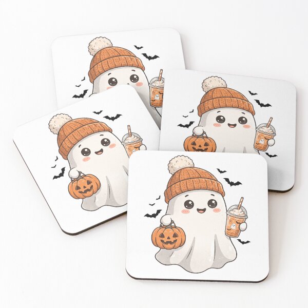 Item preview, Cute Ghost with Pumpkin Latte designed and sold by pintartipuduran.