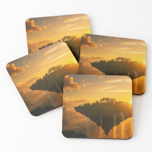 Item preview, Floating Island with Cascading Waterfalls at Sunset designed and sold by StudioForge.