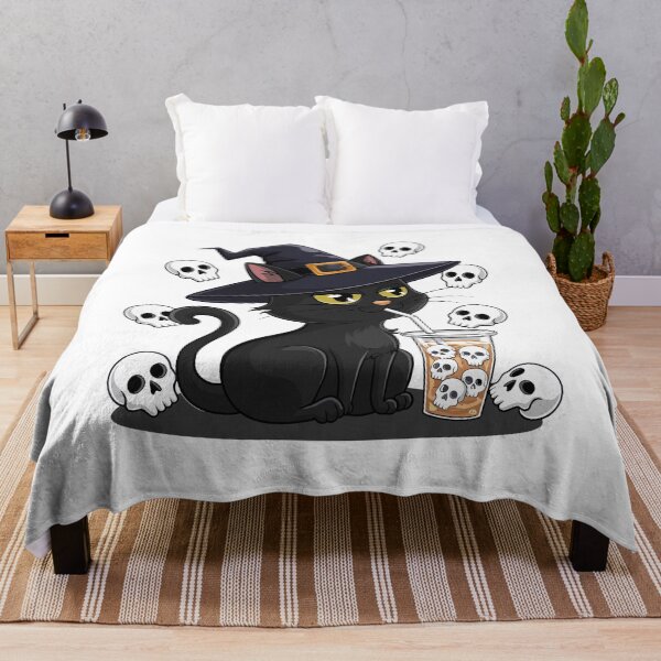 Item preview, Halloween Boba Cat – Funny Black Cat Witch Drinking Bubble Tea Retro designed and sold by sportfantees.