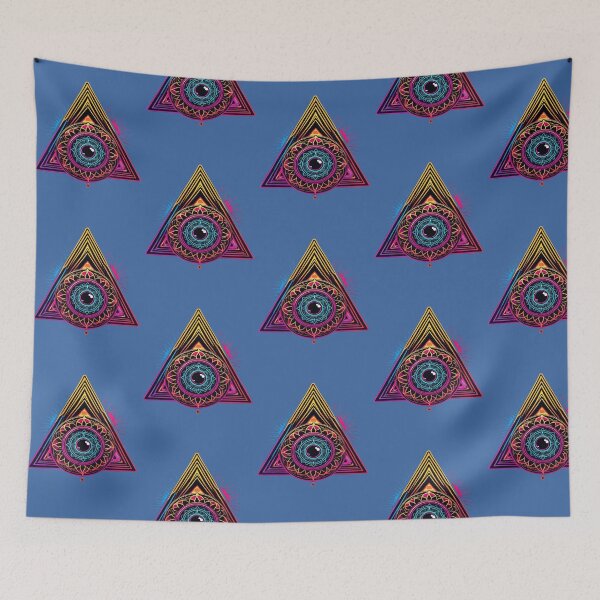 Item preview, Vibrant Mystical Triangle: Intricate Psychedelic Patterns and Eye Symbol - Exclusive Limited Edition designed and sold by PSYCRAFTINGSTORE.