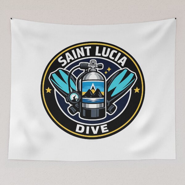Item preview, St. Lucia Dive Vintage Retro Scuba Diving Emblem designed and sold by scicilysimonee.