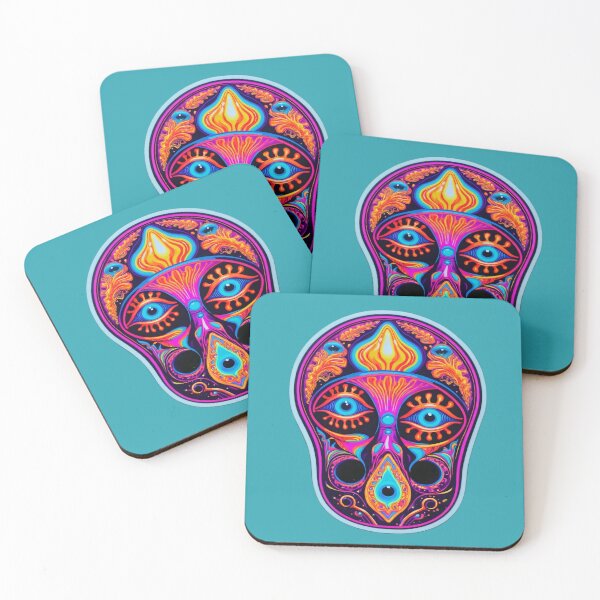 Item preview, Trippy Psychedelic Skull Masterpiece: Vibrant Whimsical Artistry in Neon Hues - Limited Edition designed and sold by PSYCRAFTINGSTORE.