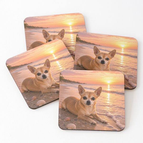 Item preview, Small chihuahua at sunrise on the beach designed and sold by Animal Passion Designs.