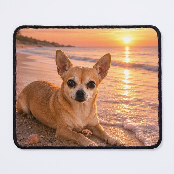 Item preview, Small chihuahua at sunrise on the beach designed and sold by Animal Passion Designs.