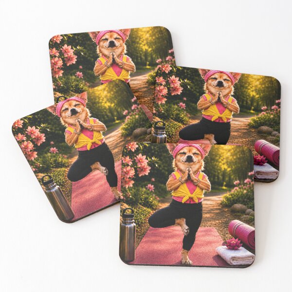 Item preview, Chihuahua doing yoga at sunset designed and sold by Animal Passion Designs.