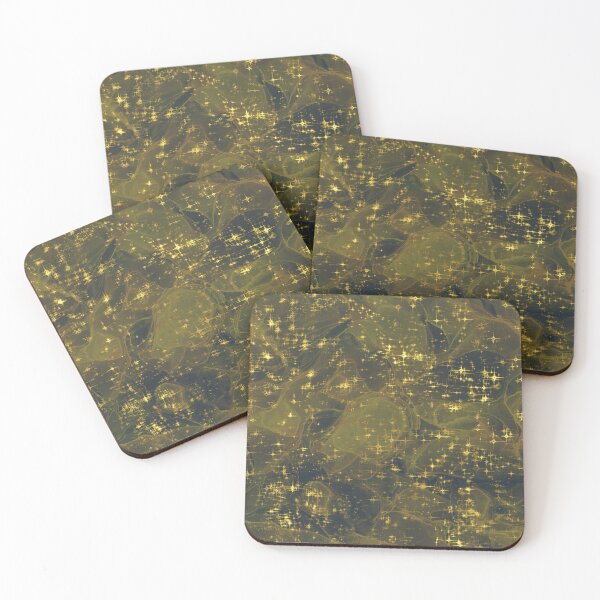 Item preview, Dark Green Alcohol Ink Abstract Background with Golden Sparkles  designed and sold by SweetLilith.