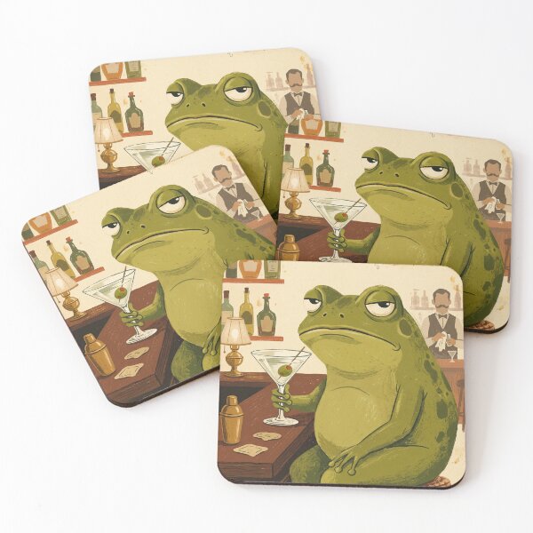 Item preview, Funny Frog Wall Art, Martini Frog Print designed and sold by Marmalade Oddities.