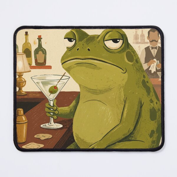 Item preview, Funny Frog Wall Art, Martini Frog Print designed and sold by Marmalade Oddities.