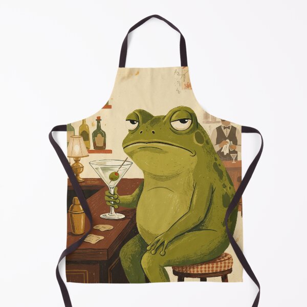 Item preview, Funny Frog Wall Art, Martini Frog Print designed and sold by Marmalade Oddities.