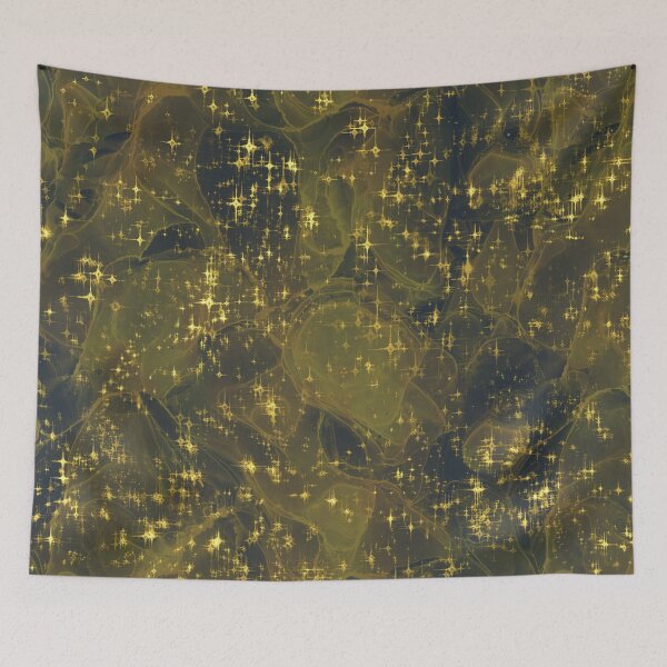 Item preview, Dark Green Alcohol Ink Abstract Background with Golden Sparkles  designed and sold by SweetLilith.