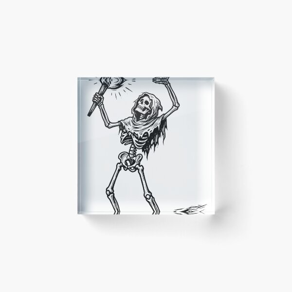 Item preview, Skeleton with Tattered Scarf Holding Flaming Torch High in Triumphant Pose designed and sold by MisteryDesigner.