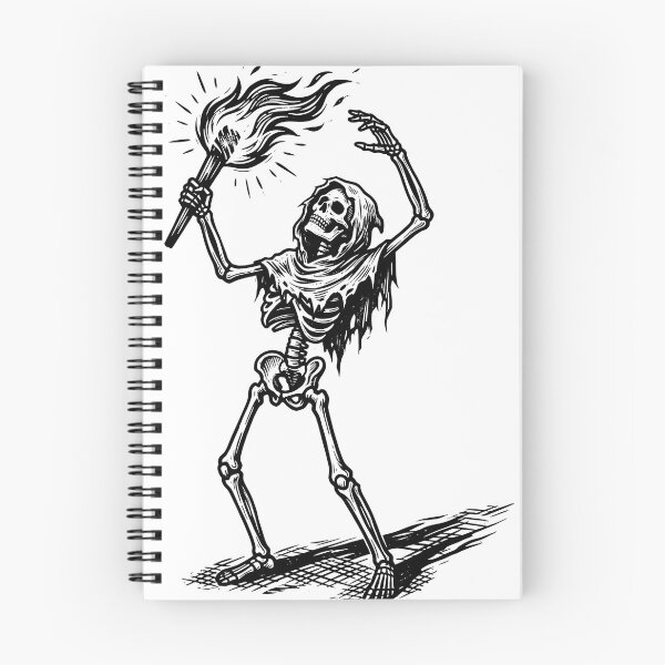 Item preview, Skeleton with Tattered Scarf Holding Flaming Torch High in Triumphant Pose designed and sold by MisteryDesigner.