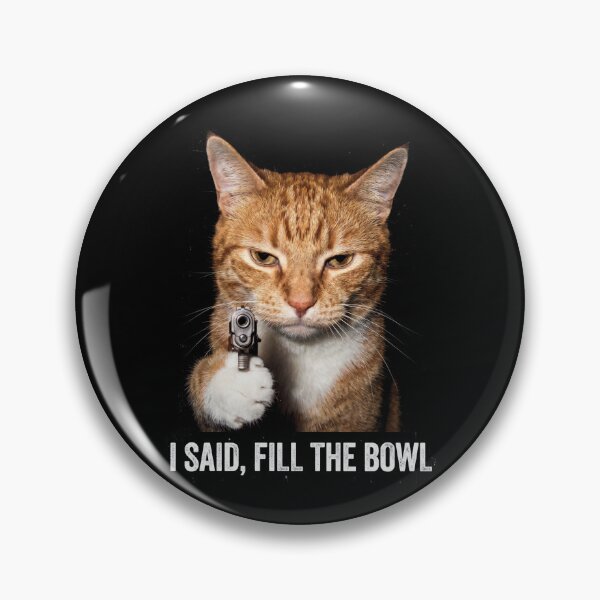 Item preview, Fill The Bowl Cat Shirt Funny Ginger Cat with Gun T-Shirt Sarcastic Cat Lover Gift Sassy Cat Top Hungry Cat Shirt Dangerous Cat Meme Tee [Black Shirt Only] designed and sold by Off-Road-Zone.