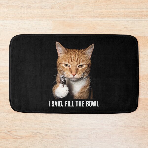 Item preview, Fill The Bowl Cat Shirt Funny Ginger Cat with Gun T-Shirt Sarcastic Cat Lover Gift Sassy Cat Top Hungry Cat Shirt Dangerous Cat Meme Tee [Black Shirt Only] designed and sold by Off-Road-Zone.
