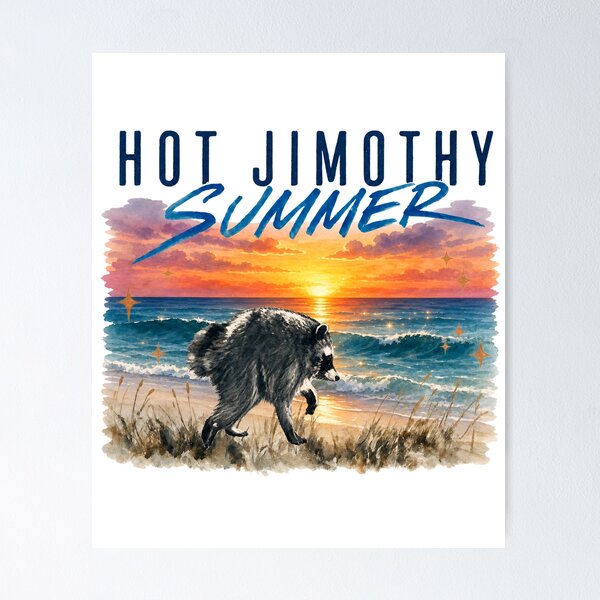 Item preview, Jimothy Raccoon - Hot Jimothy Summer – Vintage Beach Raccoon Sunset designed and sold by JessArty ⭐⭐⭐⭐⭐.