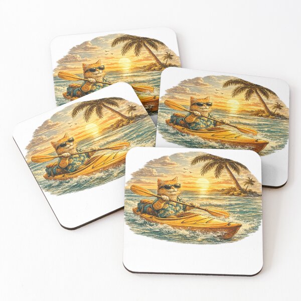 Item preview, Retro Kayaking Cat | Endless Summer Beach Adventure designed and sold by Lumivo Studio.