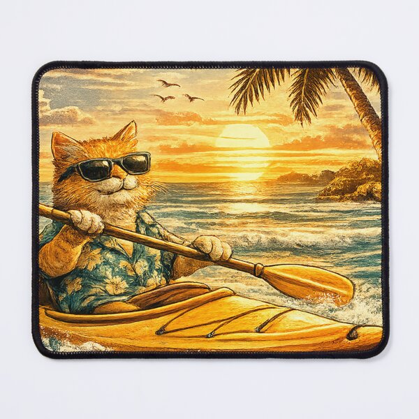 Item preview, Retro Kayaking Cat | Endless Summer Beach Adventure designed and sold by Lumivo Studio.