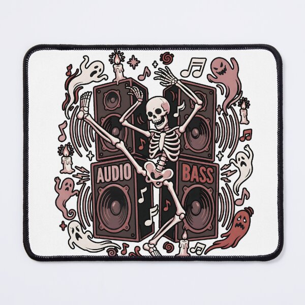 Item preview, Skeleton Dancing Between Giant Speakers Surrounded by Ghosts and Musical Notes designed and sold by MisteryDesigner.