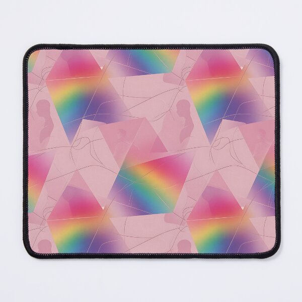 Item preview, Soft Pink Rainbow Geometric Couple Silhouette Pattern designed and sold by ZhivanCrimson.