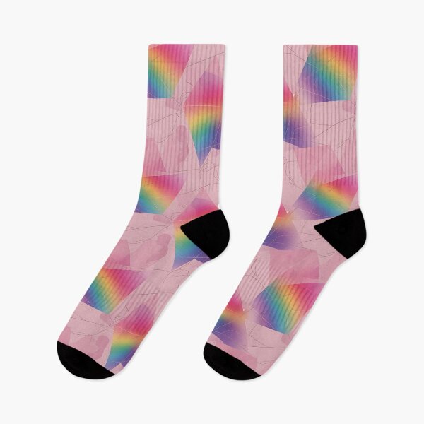 Item preview, Soft Pink Rainbow Geometric Couple Silhouette Pattern designed and sold by ZhivanCrimson.