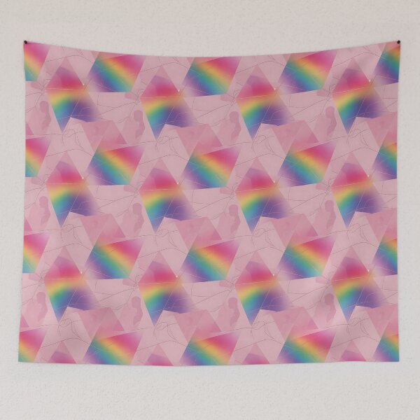 Item preview, Soft Pink Rainbow Geometric Couple Silhouette Pattern designed and sold by ZhivanCrimson.
