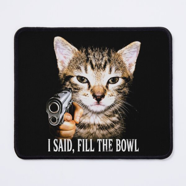 Item preview, Angry Cat with Gun Shirt Funny Tabby Cat T-Shirt Fill The Bowl Cat Tee Sarcastic Cat Lover Gift Sassy Cat Top Dangerous Hungry Cat Top [Black Shirt Only] designed and sold by Off-Road-Zone.