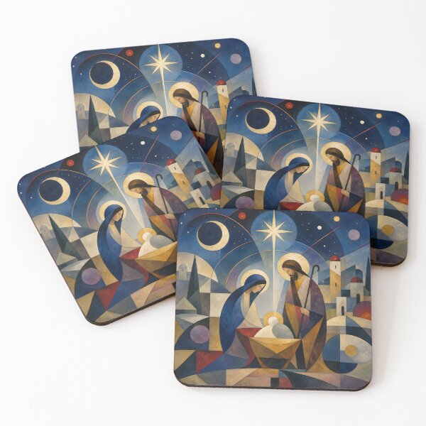 Item preview, Geometric Nativity Scene – Modern Christian Christmas Art with the Holy Family designed and sold by GutyzDesignsES.