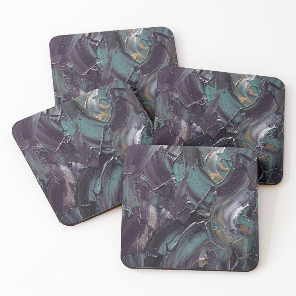 Item preview, Moody Dark Emerald and Violet Expressive Palette Knife Art designed and sold by Pride Emblem Prints.