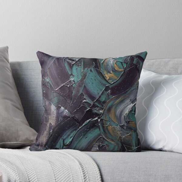 Item preview, Moody Dark Emerald and Violet Expressive Palette Knife Art designed and sold by Pride Emblem Prints.