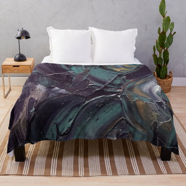 Item preview, Moody Dark Emerald and Violet Expressive Palette Knife Art designed and sold by Pride Emblem Prints.
