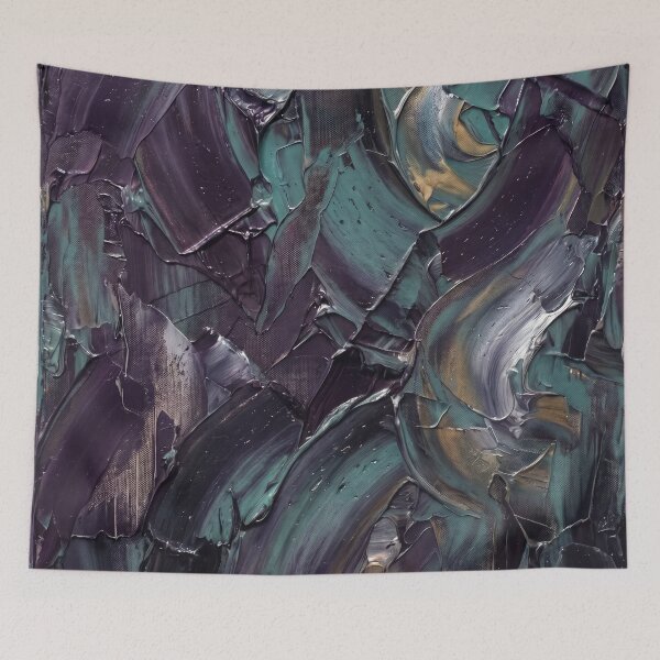 Item preview, Moody Dark Emerald and Violet Expressive Palette Knife Art designed and sold by Pride Emblem Prints.
