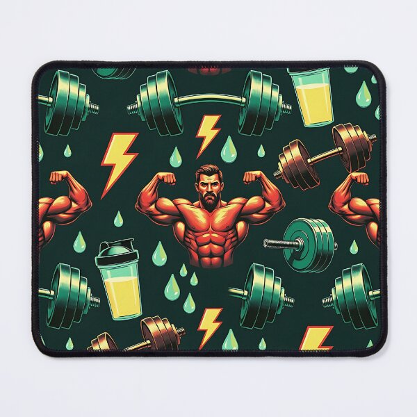 Item preview, Muscular Gym Flex Fitness Seamless Pattern designed and sold by ZhivanCrimson.