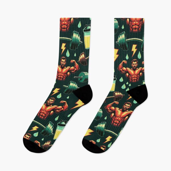 Item preview, Muscular Gym Flex Fitness Seamless Pattern designed and sold by ZhivanCrimson.