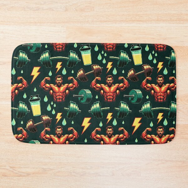 Item preview, Muscular Gym Flex Fitness Seamless Pattern designed and sold by ZhivanCrimson.