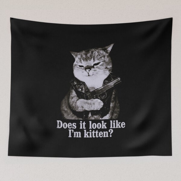 Item preview, Funny Cat Shirt Cat with Gun T-Shirt Badass Cat Leather Vest Tee Sarcastic Cat Lover Gift Cute Cat Pun Top Funny Animal Graphic Shirt [Black Shirt Only] designed and sold by Off-Road-Zone.