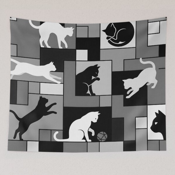 Item preview, Mondrian Style Cats Geometric Pattern  designed and sold by Timegraf.