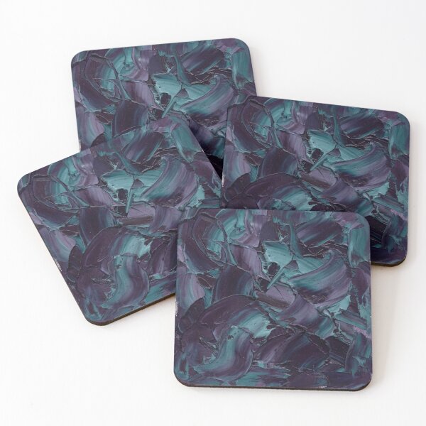 Item preview, Dark Teal Purple Abstract Impasto Palette Knife Painting designed and sold by Pride Emblem Prints.