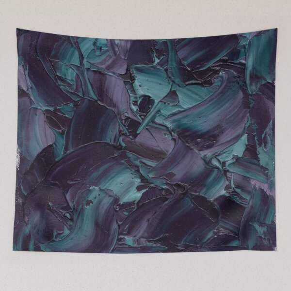 Item preview, Dark Teal Purple Abstract Impasto Palette Knife Painting designed and sold by Pride Emblem Prints.